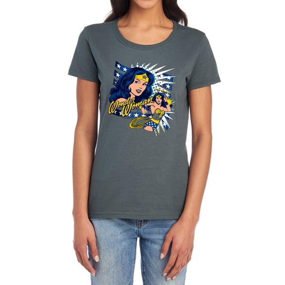 DCO Pop Art Wonder Women's T Shirt, Charcoal, Large