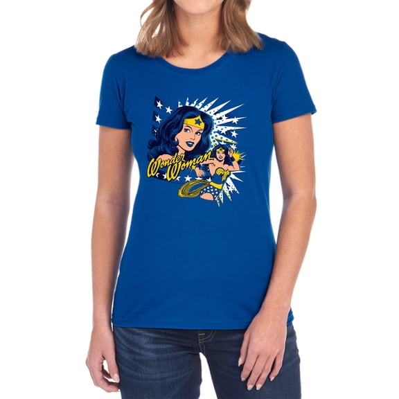 DCO Pop Art Wonder Women's T Shirt, Royal, Large