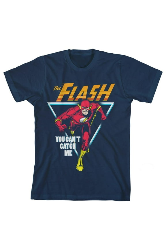 DCO The Flash You Can't Catch Me Youth Boys Navy T-Shirt-XS