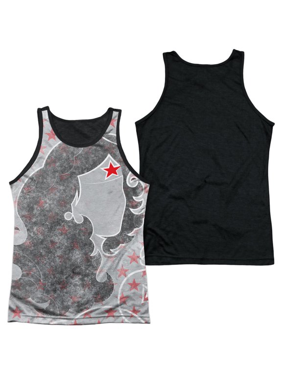 Dco Wonder Woman Inline Adult 100% Poly Tank Top Black Back White Xl
