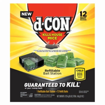 d-CON 1920098666 Refillable Mice Bait Station with 12 Refill Baits, Each