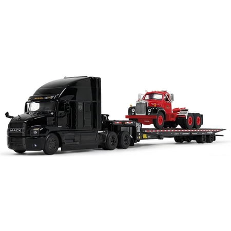DCP DCP60-2151 1-64 Scale Anthem Sleeper & Landoll 440B-50CA Traveling Axle Model Trailer with Mack B-61 Day Cab Load