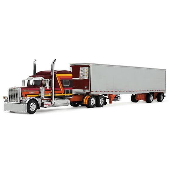 DCP DCP69-2073 1-64 Scale Hurricane Express Peterbilt Model 389 Pride-N-Class with 70 in. Mid-Roof Sleeper & Utility Trailer with Reefer