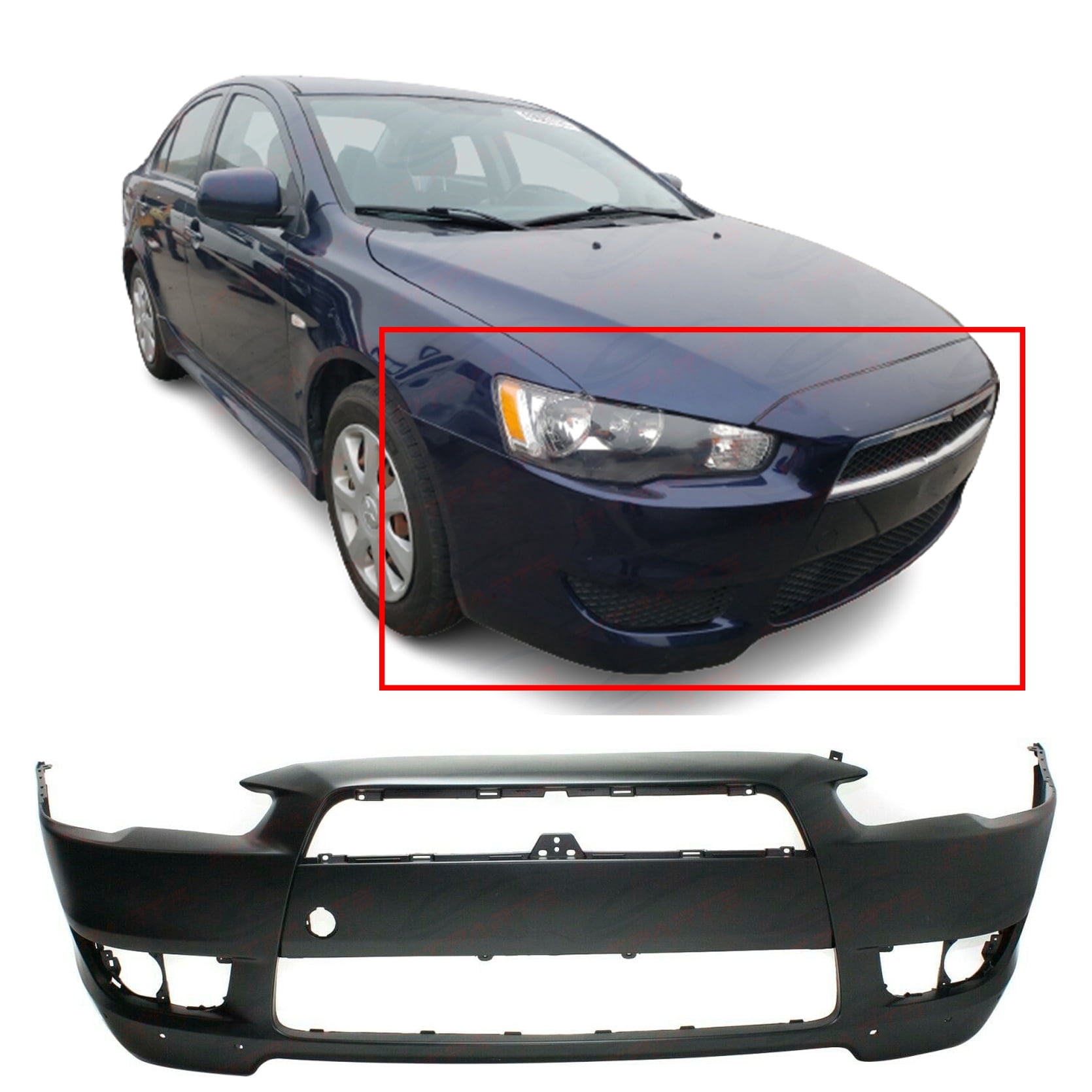 DCP Front Bumper Bumper Cover For 2008-2015 Mitsubishi Lancer with w