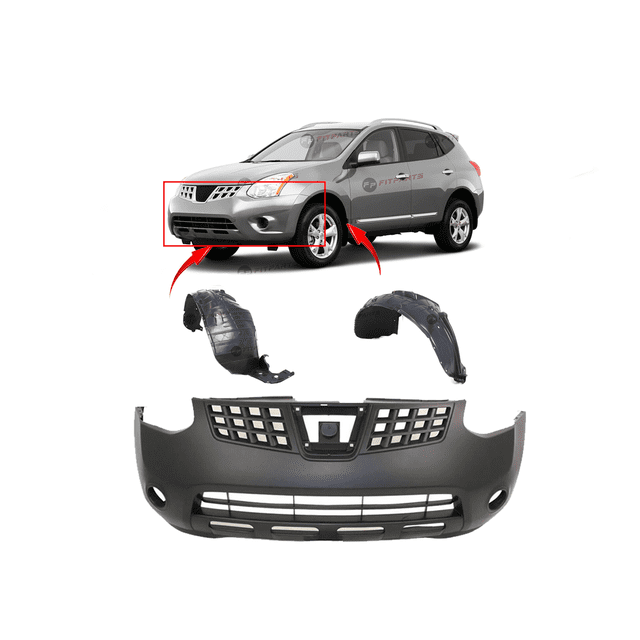 DCP Front Bumper Cover & Fender Liner Kit for Nissan Rogue 20082010