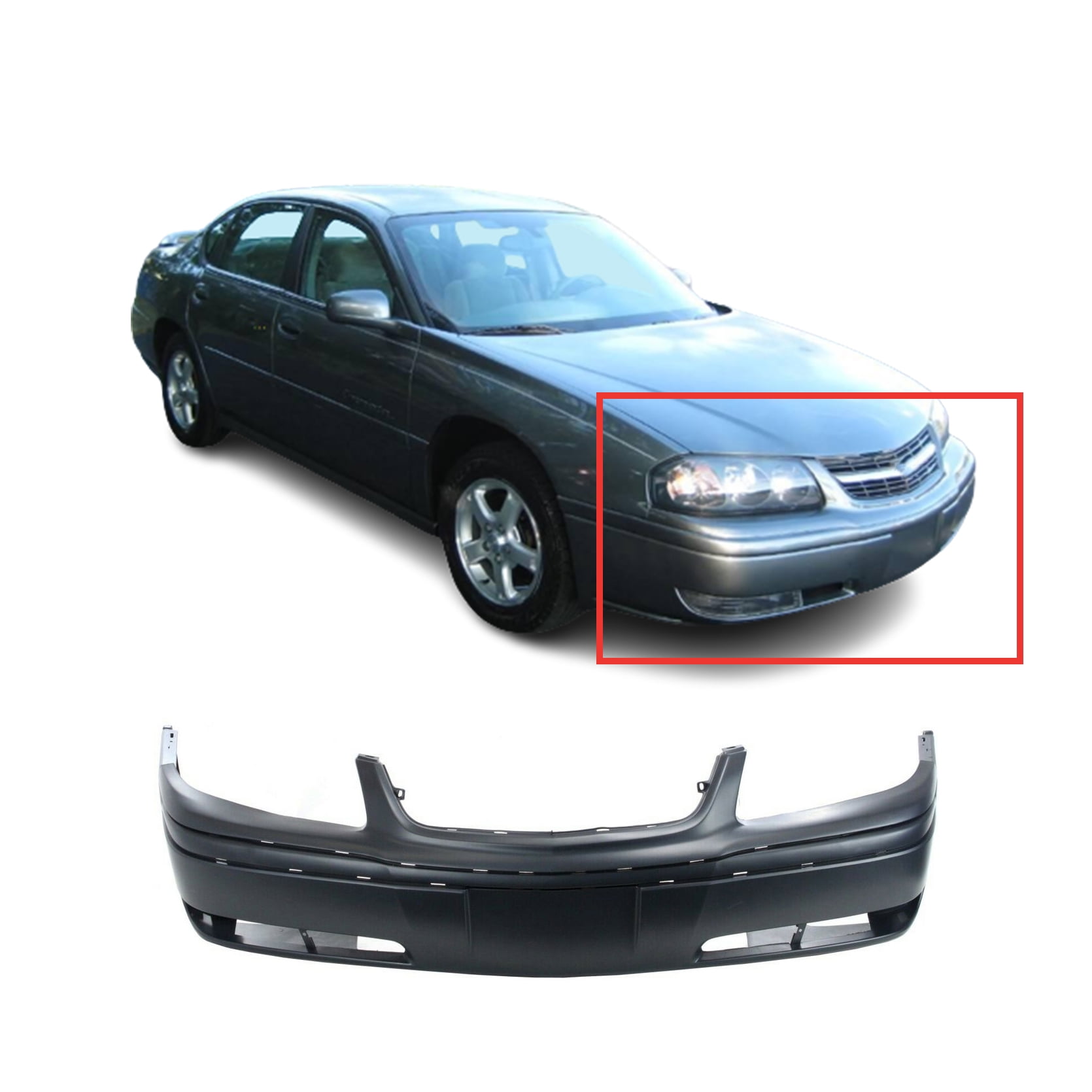 DCP Front Bumper Cover For 2000-2005 Chevy Chevrolet Impala LS w Fog