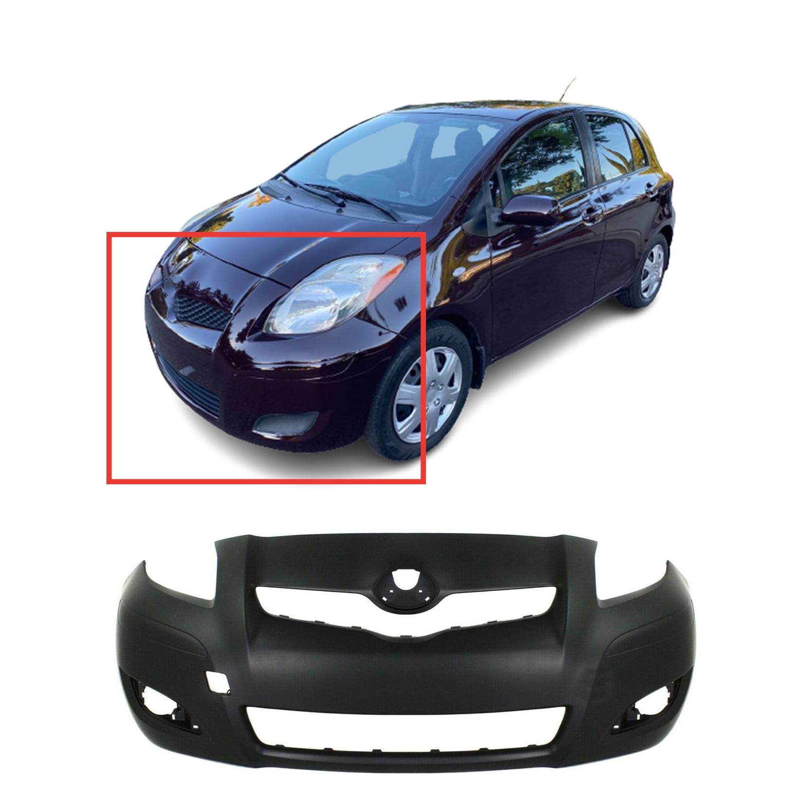 DCP Front Bumper Cover For 2009-2011 Toyota Yaris Hatchback w Fog Light ...