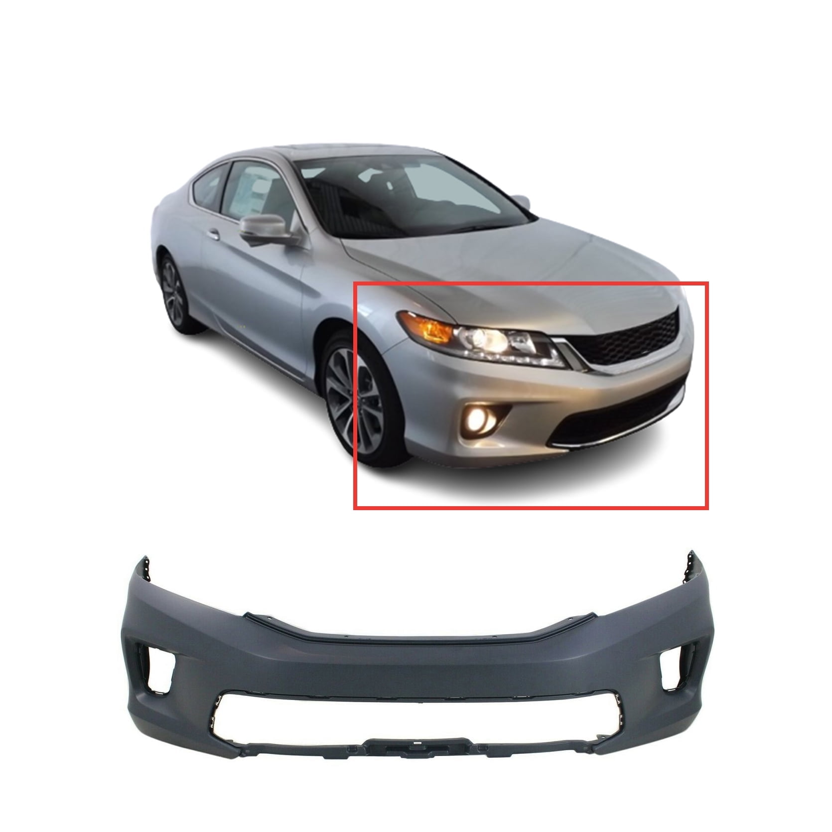 DCP Front Bumper Cover For 2013 2014 2015 Honda Accord Coupe EX LX W Fog Light hole