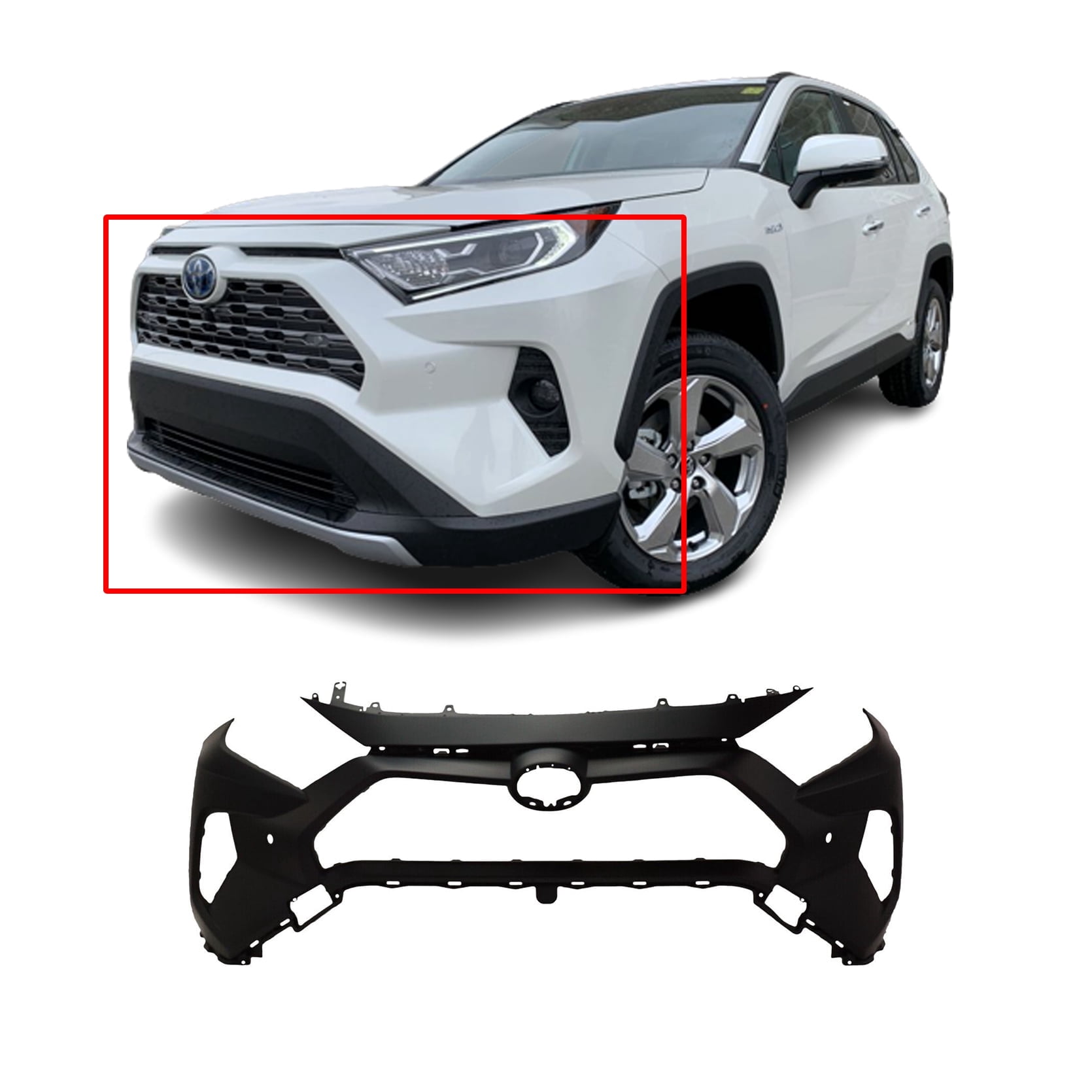 DCP Front Bumper Cover For 2019-2023 Toyota RAV4 W/Park Holes Primed ...