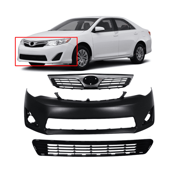 DCP Front Bumper Cover & Grille Kit For Toyota Camry 2012-2014 LE L XLE Hybrid