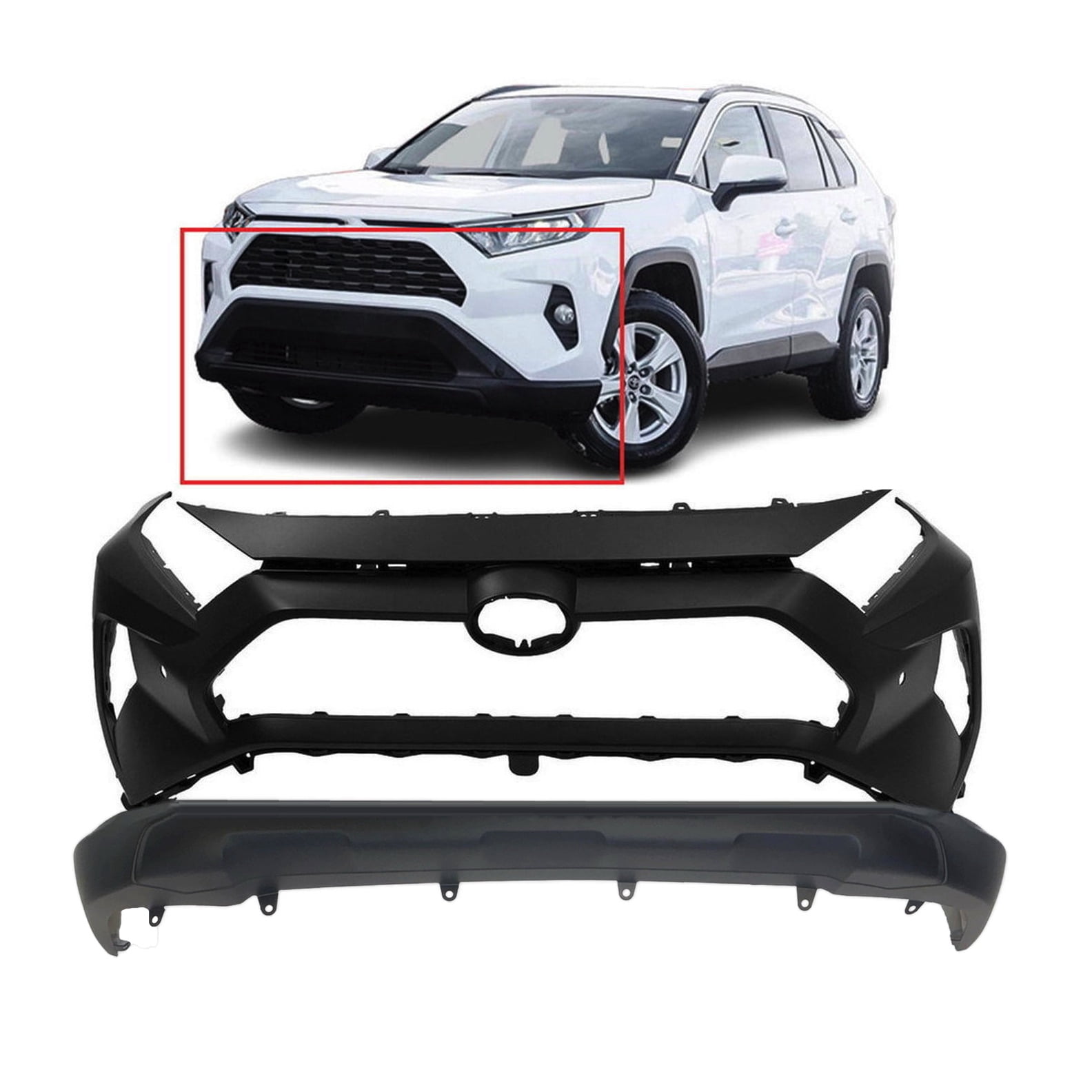 DCP Front Bumper Cover Kit For 2019-2023 Toyota RAV4 W/Park Hls ...