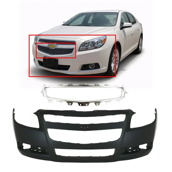 DCP Front Bumper Cover and Grille Kit For Chevrolet Malibu 2008-2012 GM1000858