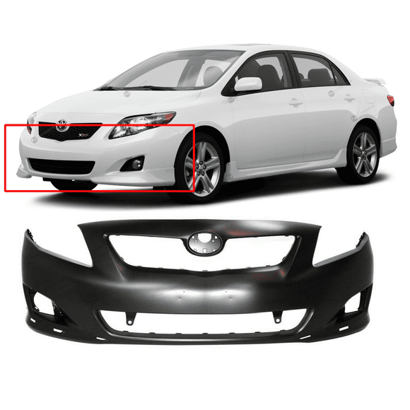 DCP Front Bumper Cover for 2009 2010 Toyota Corolla Sedan S/XRS Models W/O Air Deflectors