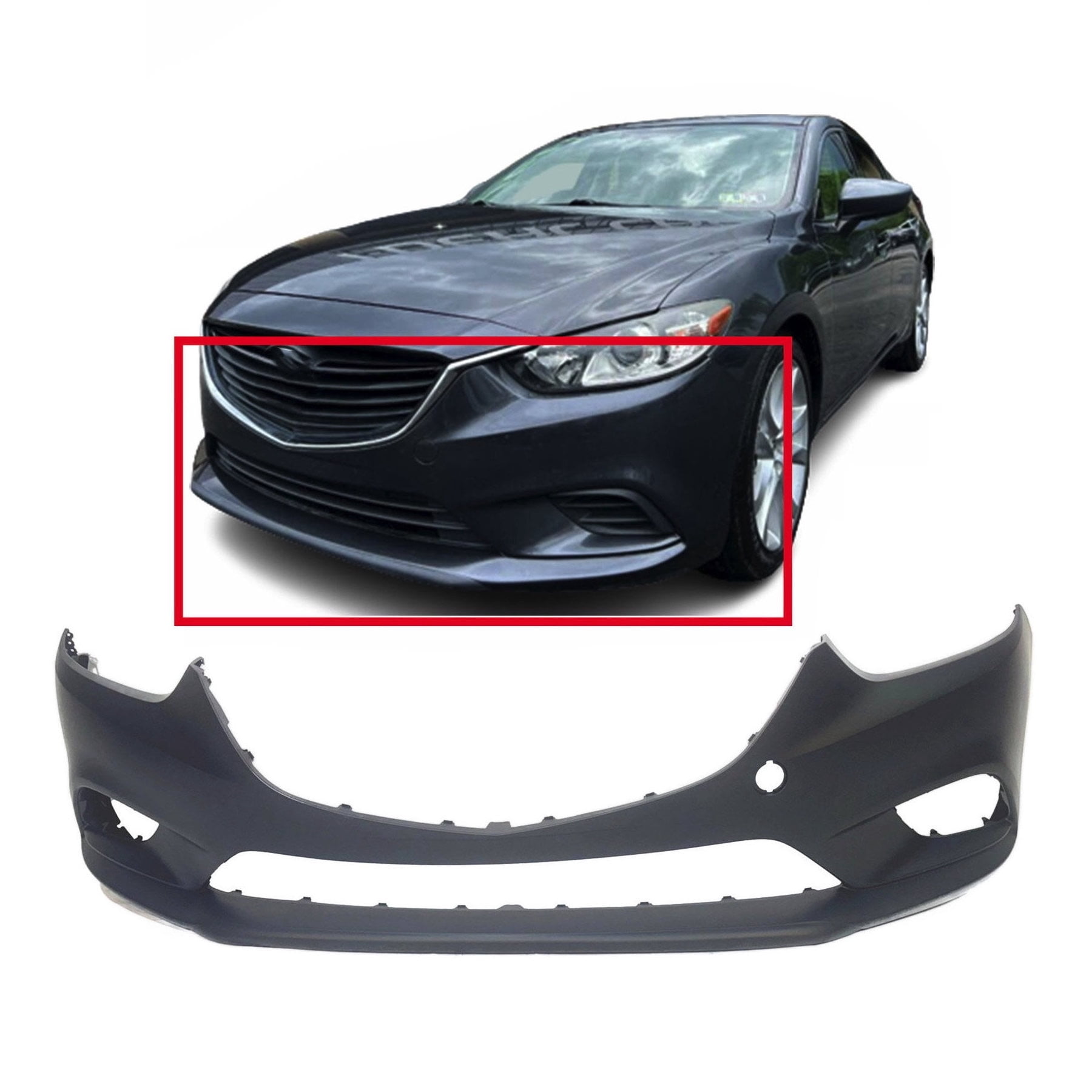 Primered Front Bumper Cover For 2017-2018 Mazda 3 - Direct Fit, Unfinished Fascia