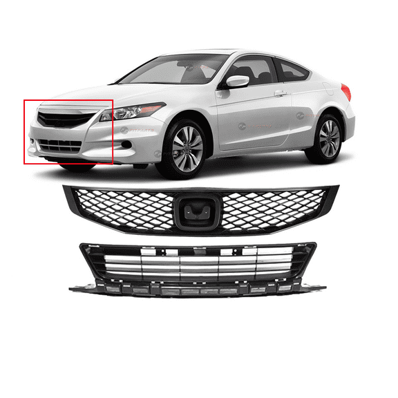 DCP Front Grilles Kit For Honda Civic 2009-2011 Coupe 1121SVAA50 71107SVAA50