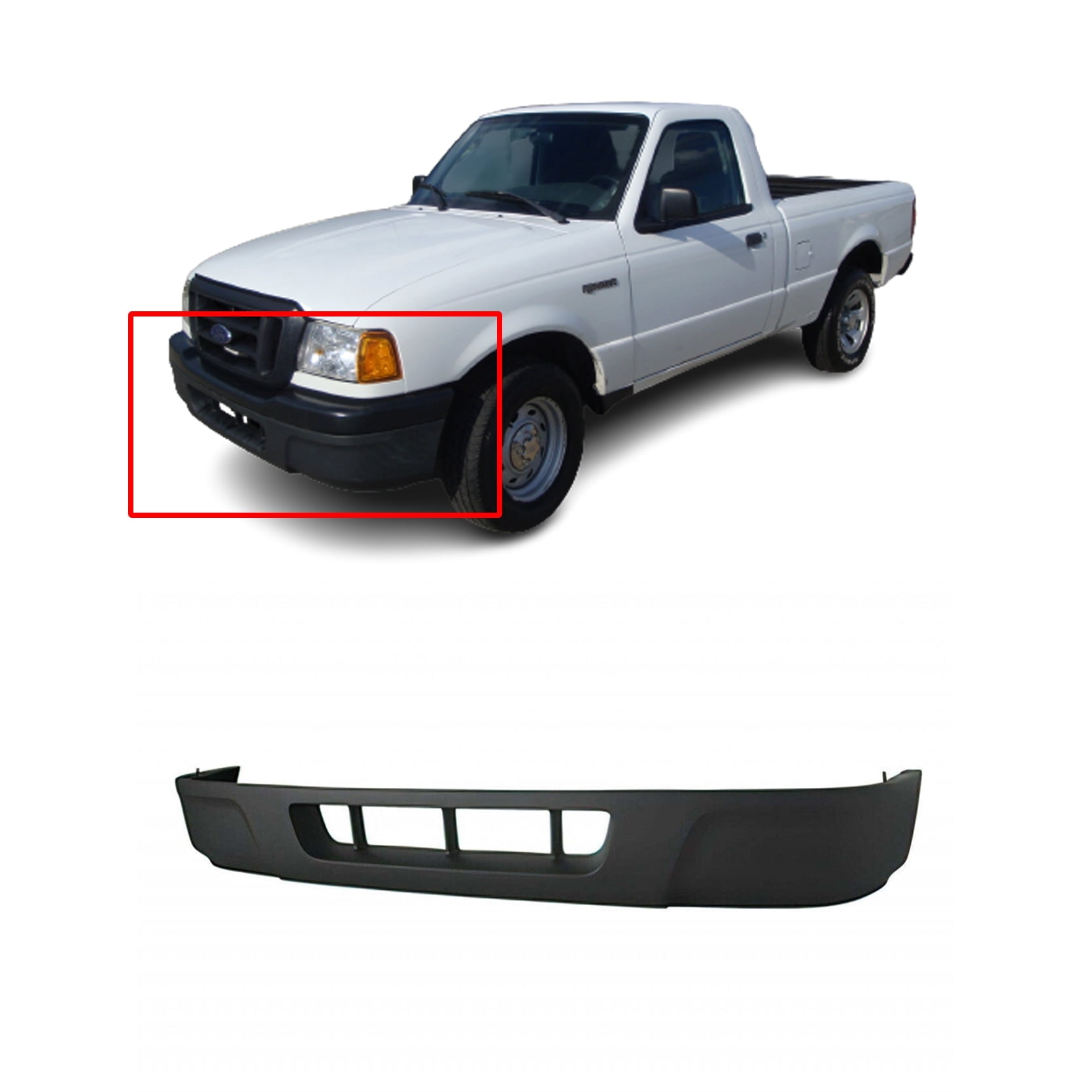 DCP Front Lower Bumper Cover For 2004-2005 Ford Ranger Primed FO1095216 ...