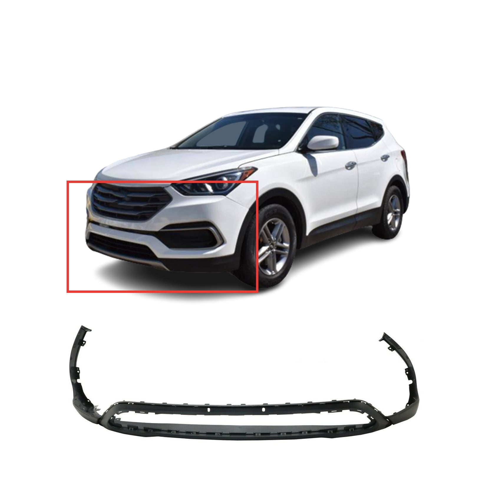 Front Lower Bumper Cover For 2017-2018 Hyundai Santa Fe & Santa Fe XL - Primed, Part HY1015107