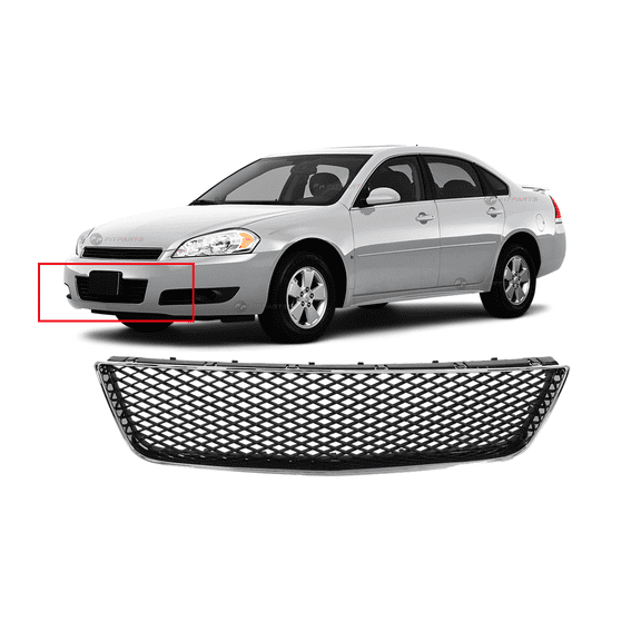DCP Front Lower Grille For Chevrolet Impala 2006-2011 Chrome Shell W/Gray Insert