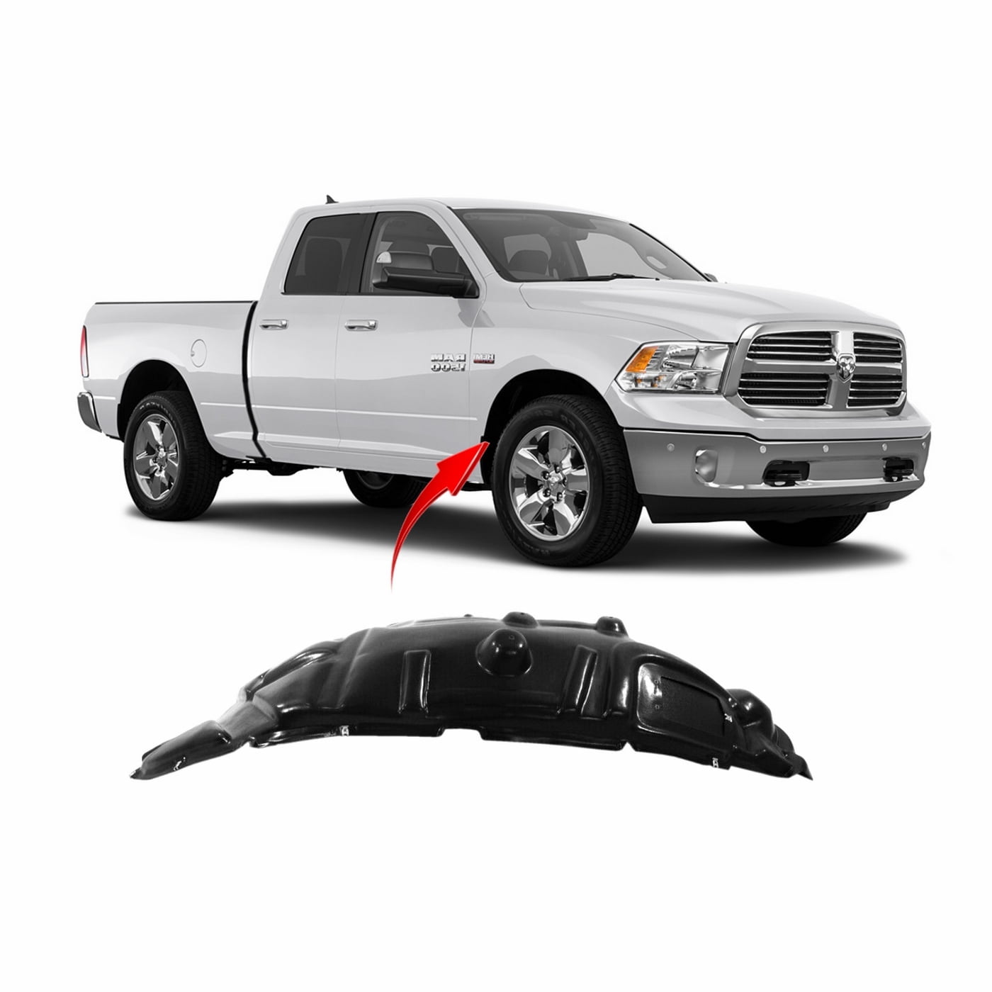 Front Left Inner Fender Splash Shield – Fits Dodge Ram 1500 – Replaces CH1248130 & 55276799AF