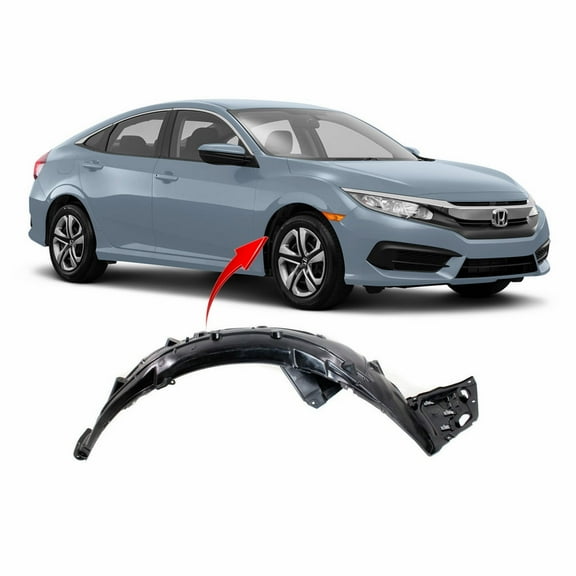 DCP Front Right Passenger Side Fender Liner For 2016-2018 Honda Civic HO1249158