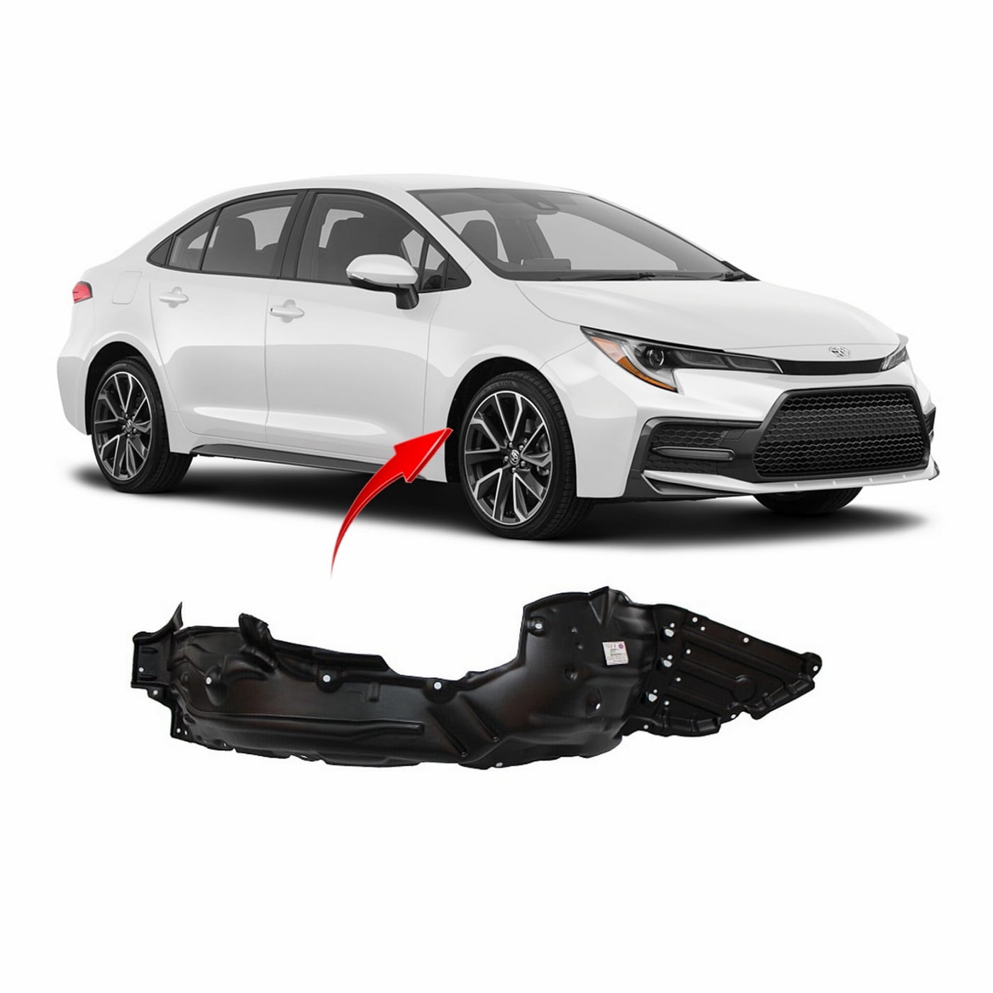 To1195122 DCP Front Right Passenger Side Fender Liner For 2020-2022 Toyota ...
