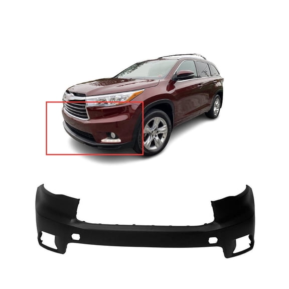 DCP Front Upper Bumper Cover for 2014-2016 Toyota Highlander w/Fog Light Holes