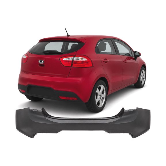DCP Kia Rio 2018-2020 Rear Bumper Cover W/O Parking Holes, Sedan, EX, LX. Primed, New 86611H9200 KI1100216