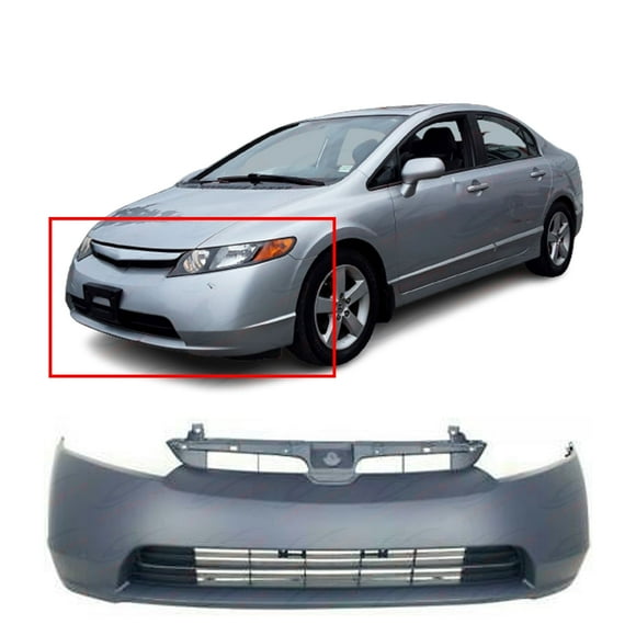 DCP Primed Front Bumper Cover Fascia for 2006 2007 2008 Honda Civic 1.8 Sedan