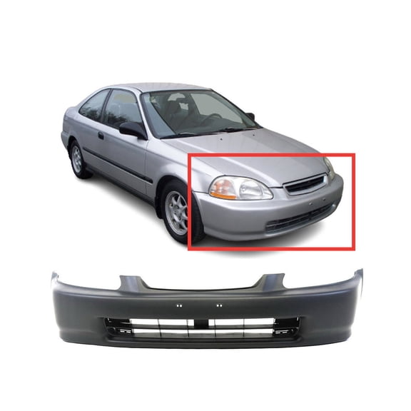 DCP Primed Front Bumper Cover For 1996-1998 Honda Civic Coupe Hatchback
