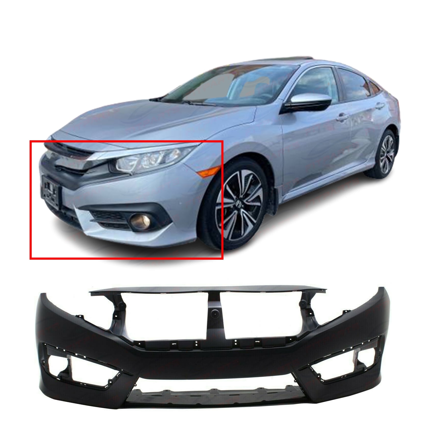 DCP Primed Front Bumper Cover for 2016-2018 Honda Civic Sedan Coupe 04711TBAA00ZZ