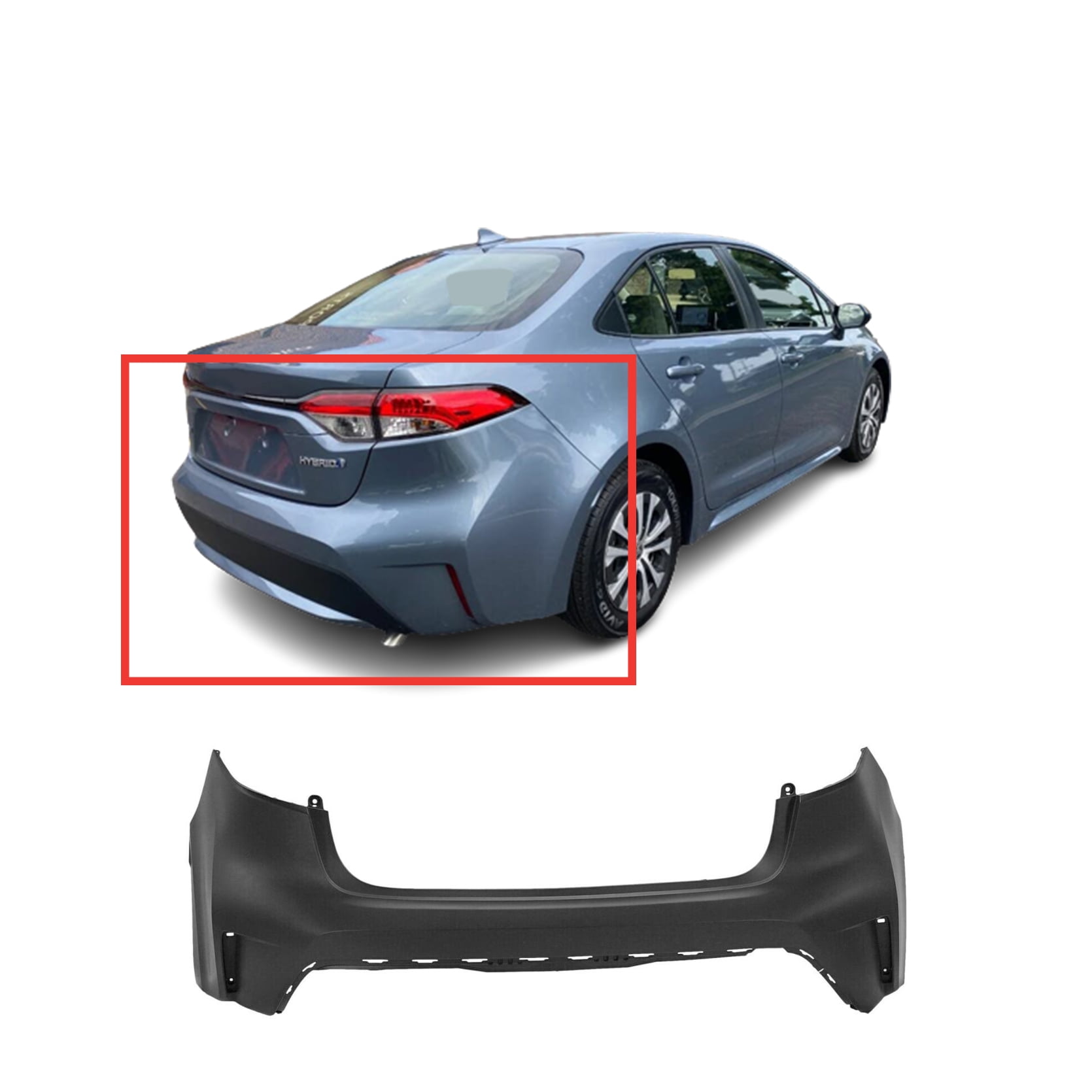 To1195122 DCP Primed Rear Bumper Cover Fascia for 2020-2022 Toyota Corolla Hybrid ...