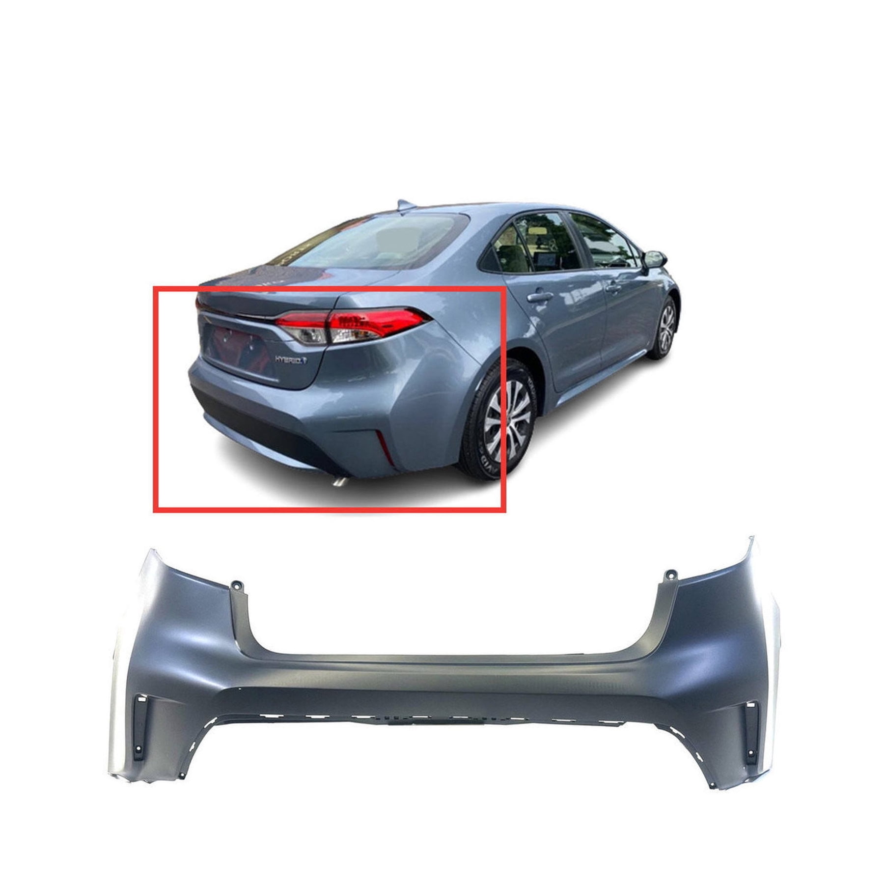 DCP Primed Rear Bumper Cover Fascia for 2020-2022 Toyota Corolla Hybrid ...