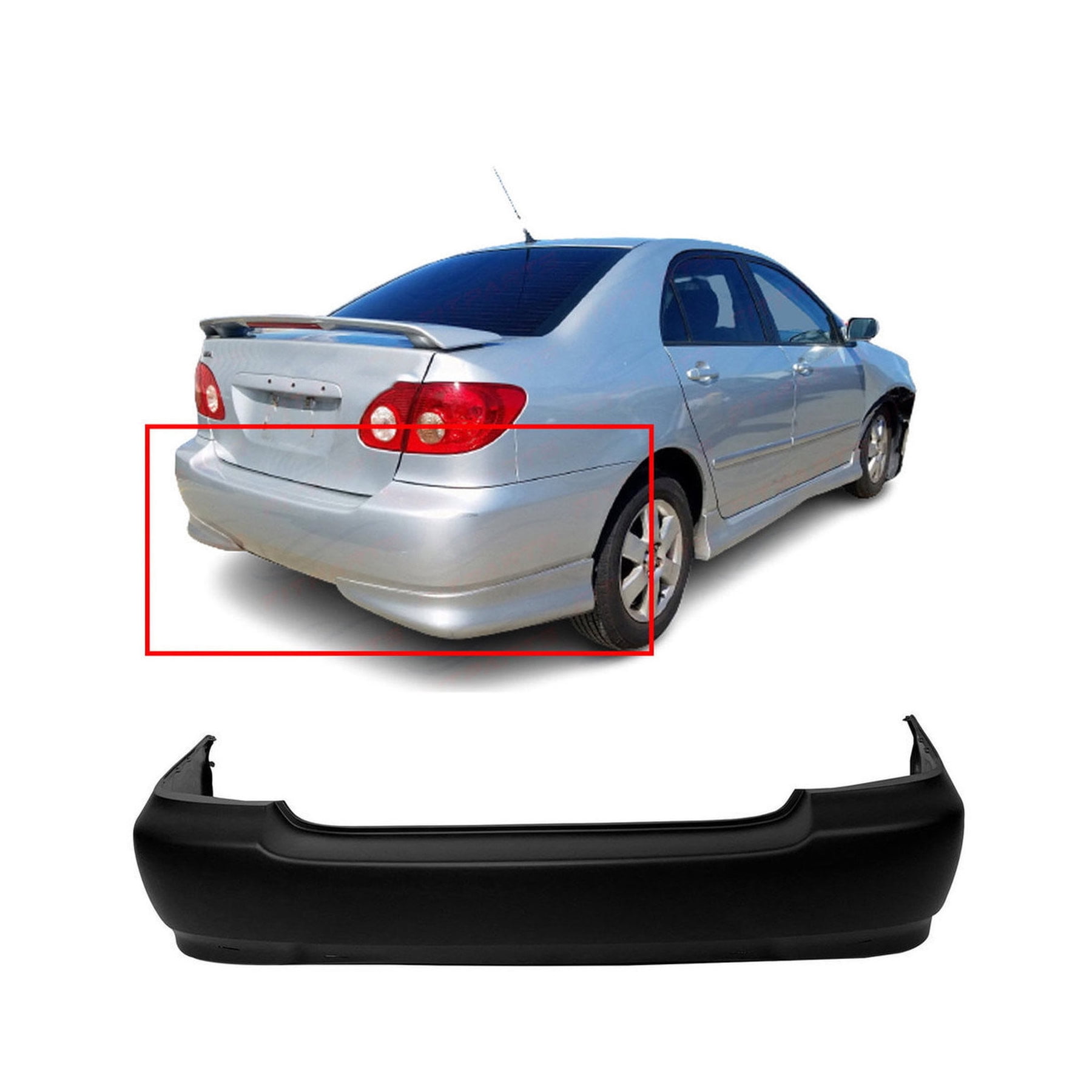 DCP Primed Rear Bumper Cover For 2003-2008 Toyota Corolla S XRS with ...