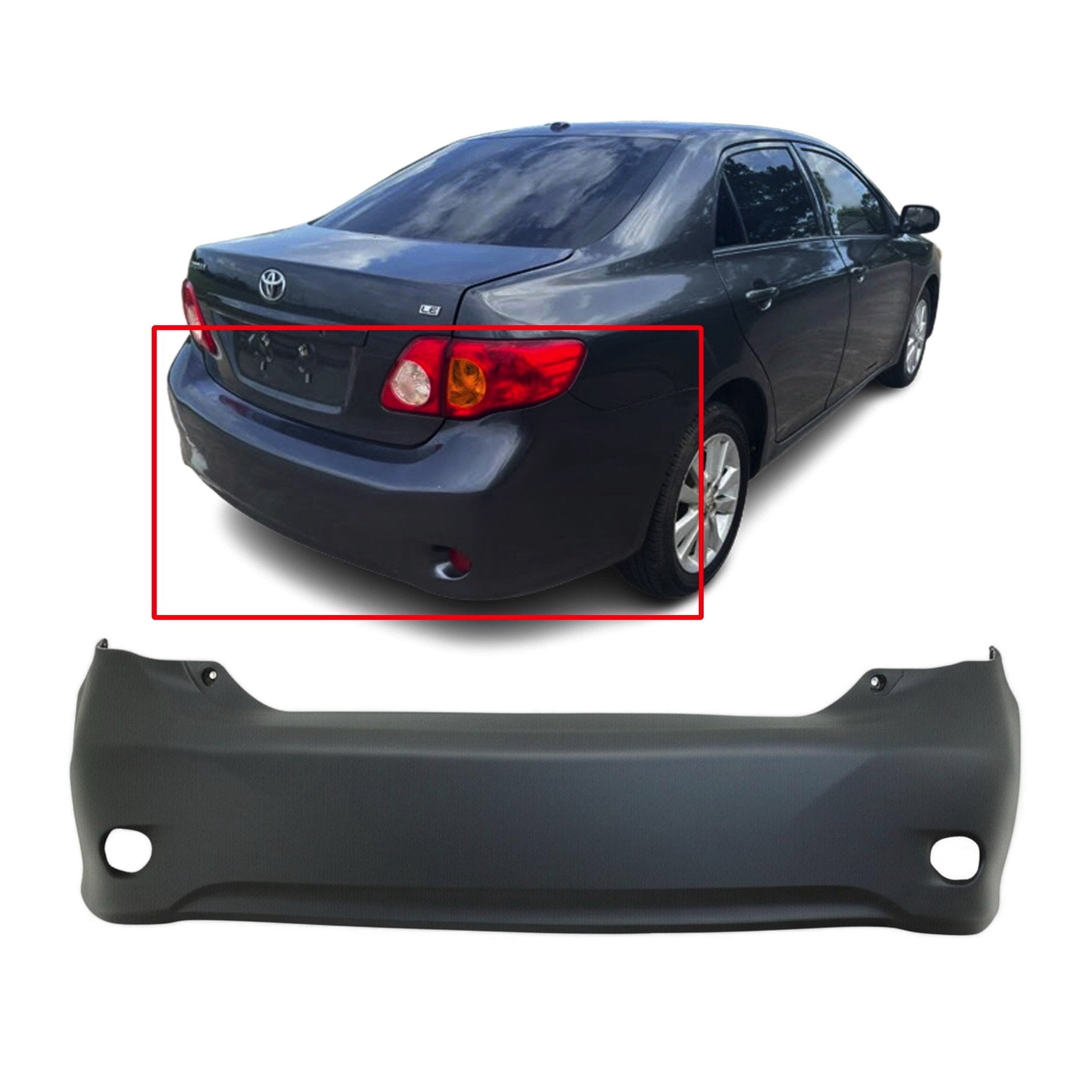 DCP Rear Bumper Cover For 2009-2010 Toyota Corolla W/O Park Holes ...