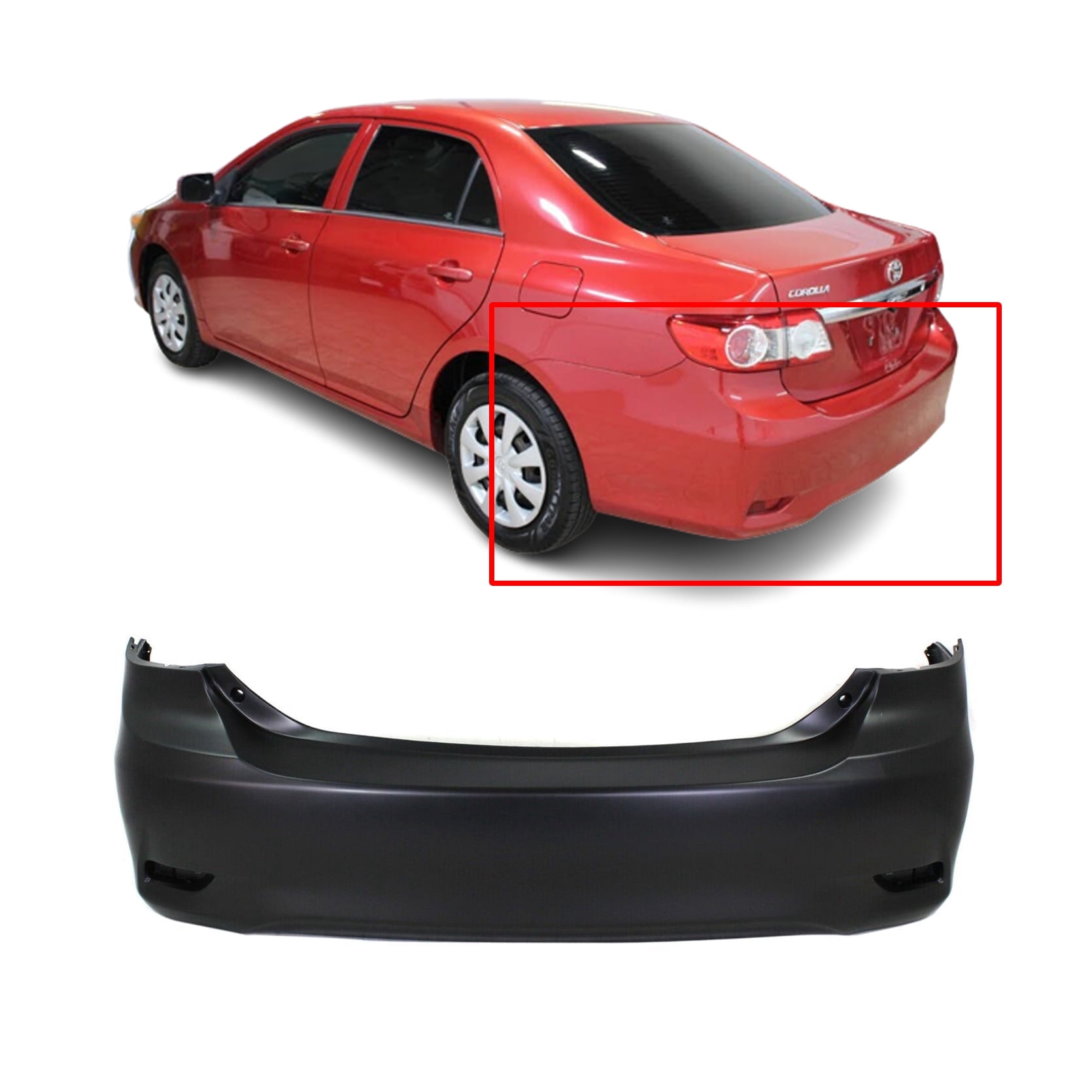 DCP Rear Bumper Cover For 2011-2013 Toyota Corolla W/O Park Holes ...