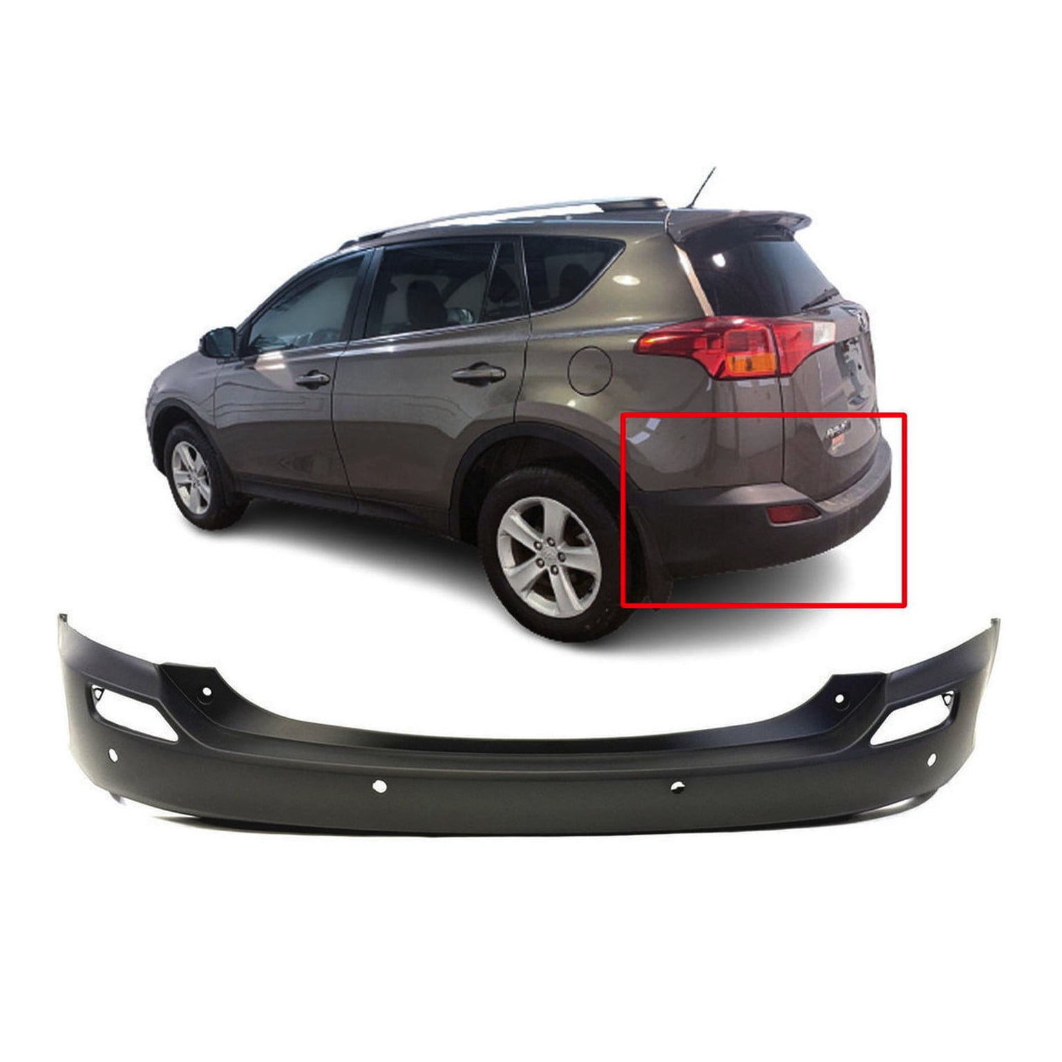 DCP Rear Bumper Cover For 2013-2015 Toyota RAV4 W/Park Holes Primed ...