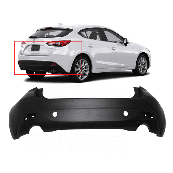 DCP Rear Bumper Cover For 2014-2016 Mazda 3 Primed MA1100216