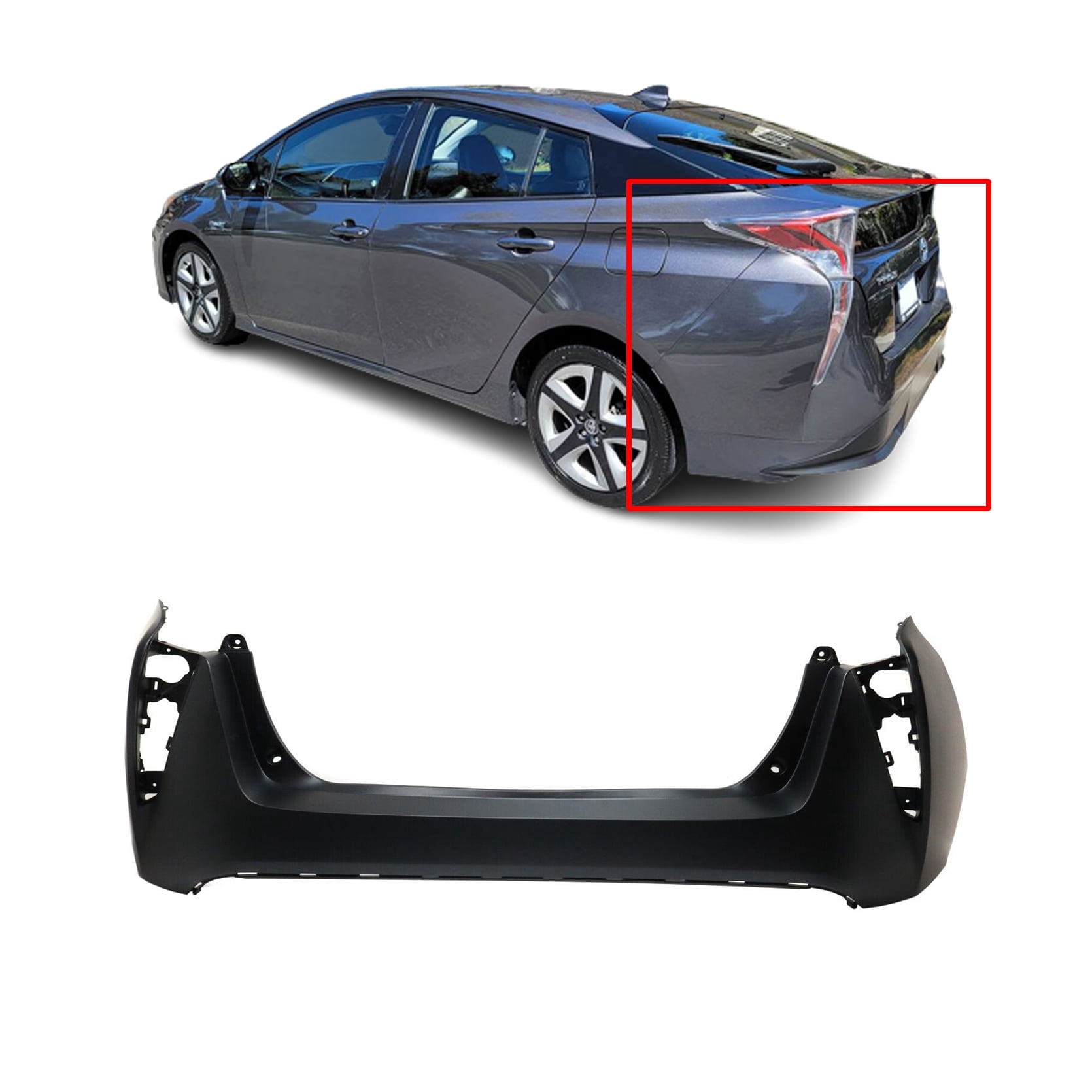 DCP Rear Bumper Cover For 2016-2018 Toyota Prius W/O Park Holes Primed ...