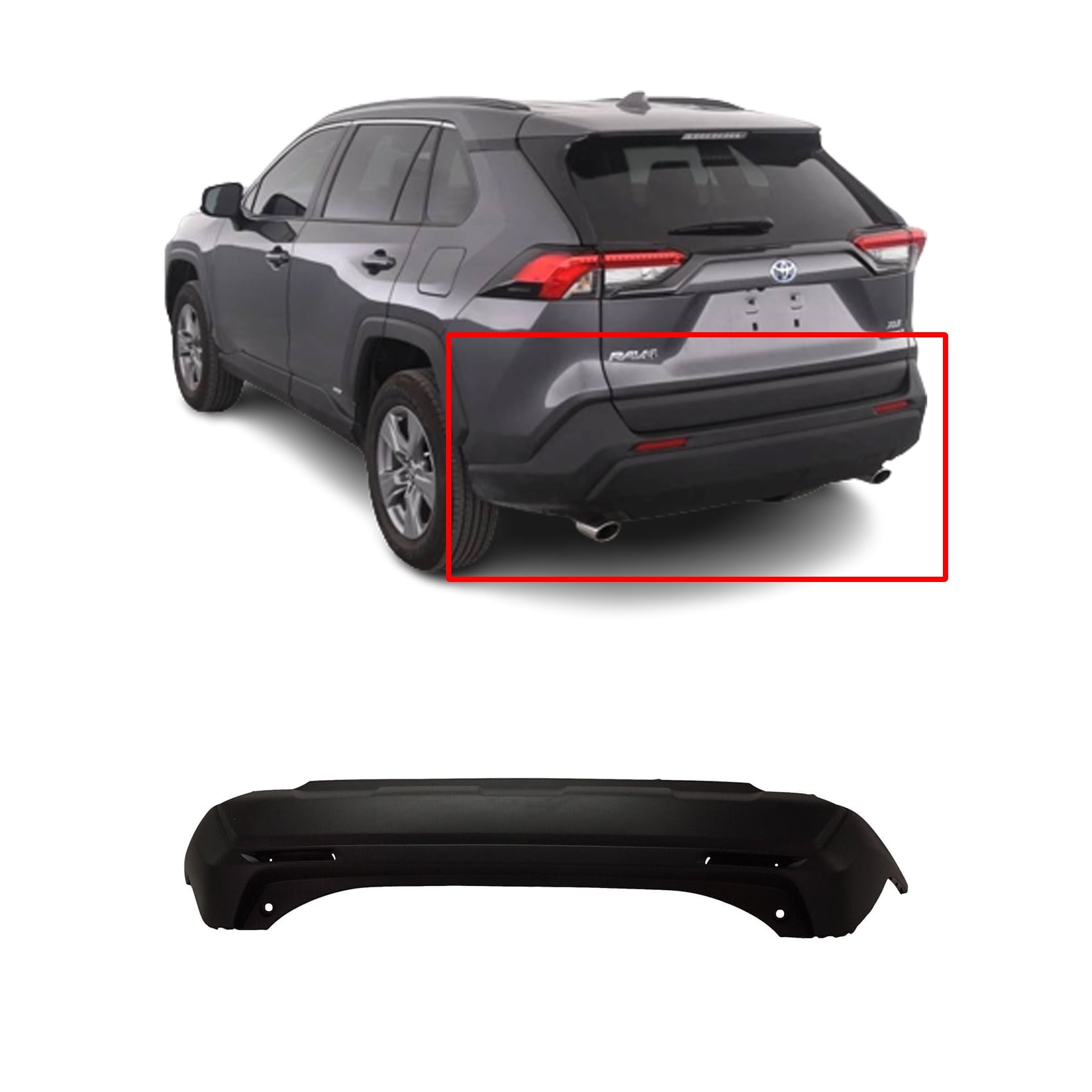 DCP Rear Bumper Cover For 2019-2023 Toyota RAV4 W/O Park Holes Primed TO1100346