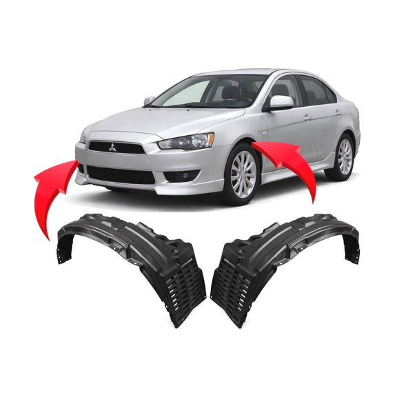 DCP Replacement for Mitsubishi Lancer 2010-2015 Front Set Fender Liner. ES, Evolution GSR, Evolution MR, Ralliart Models 5370A737 5370A738 MI1248131 MI1249131