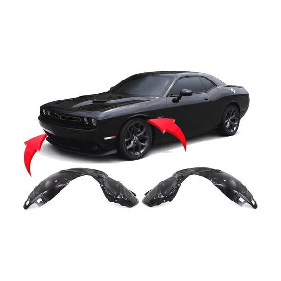 DCP Replacement for Dodge Challenger 2015-2023 Front Set Fender Liner. R/T, SRT Hemi Scat Pack Shaker 68259093AC 68259092AC CH1248173 CH1249173
