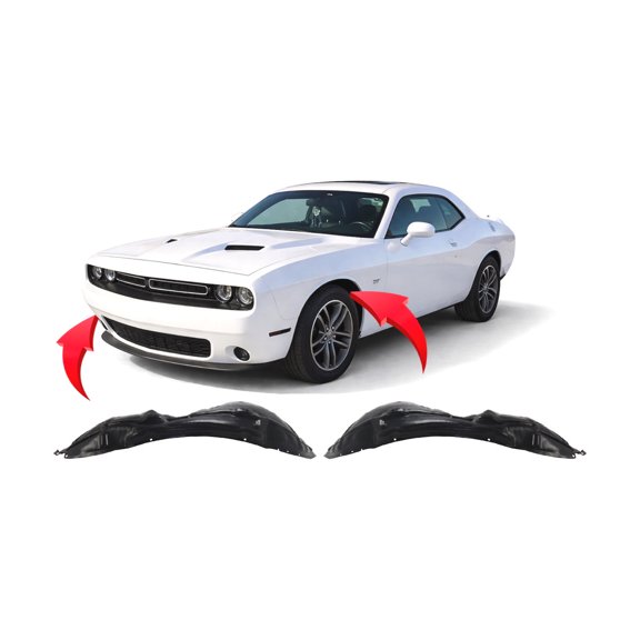 DCP Replacement for Dodge Challenger 2015-2023 Front Set Fender Liner. R/T, SXT, GT, SXT Plus Models 68175061AF 68175060AF CH1248172 CH1249172