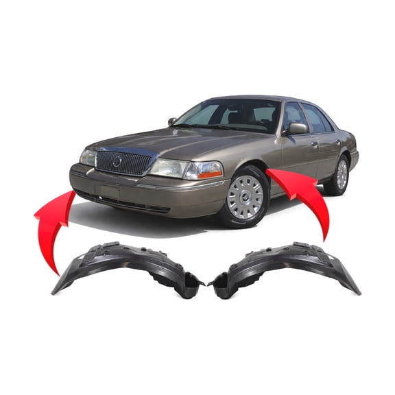 DCP Replacement for Ford Crown Victoria 2003-2011 Front Set Fender Liner. LX, Police Interceptor, LS Models 6W7Z16055B 6W7Z16054A FO1248122 FO1249122