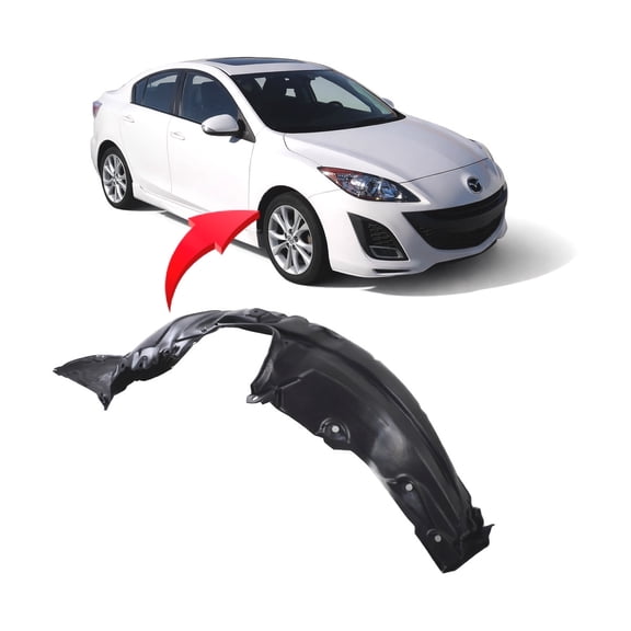 DCP Replacement for Mazda 3 2010-2013 Front Passenger Side Fender Liner. S, GT, I, GX Models BFD156130 MA1249139