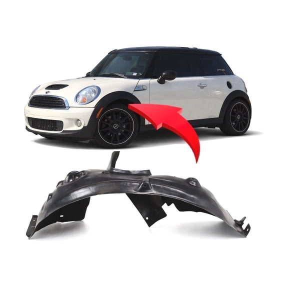 DCP Replacement for Mini Cooper 2007-2015 Front Driver Side Fender Liner. S, John Cooper Works, Coupe Models 51717207577 MC1248102