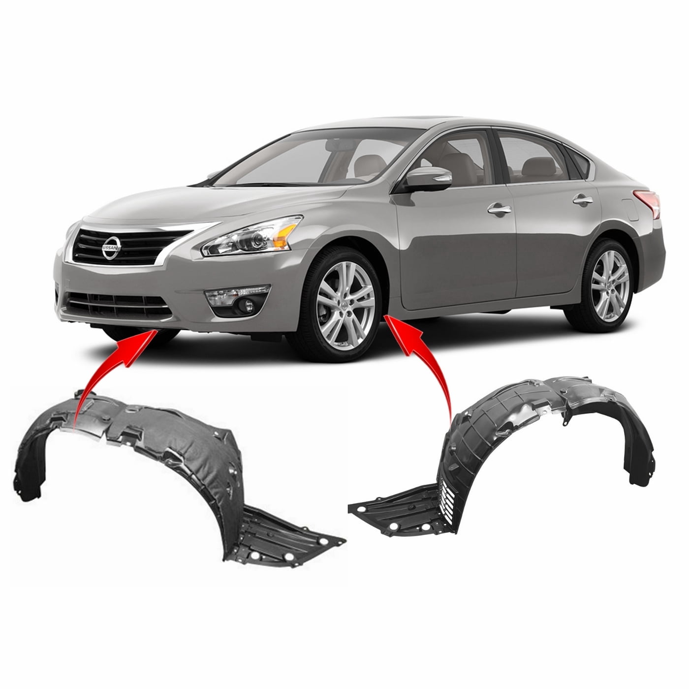 Yellowspeed Set Of 2 Front Fender Liners – Fits 2013 Nissan Altima Sedan, Replaces 638307S200 & 638317S200
