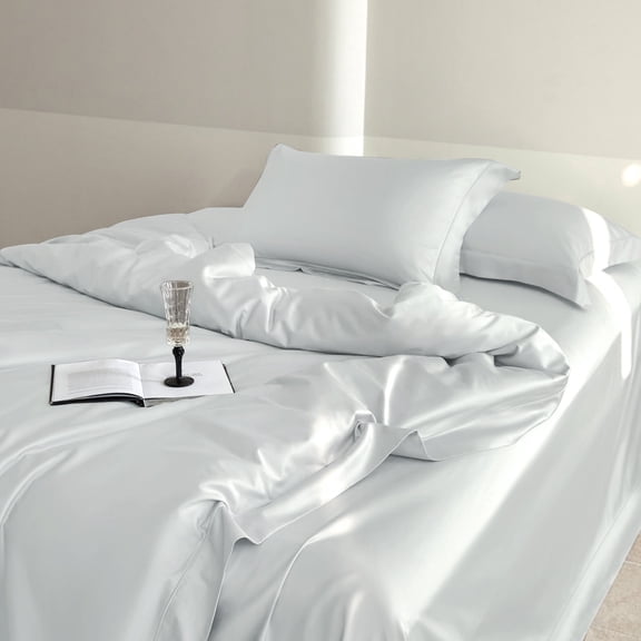 DCSKY 100% Cotton Duvet Cover Set, High Thread Count Luxury 3-Piece Bedding, Modern Grey, King