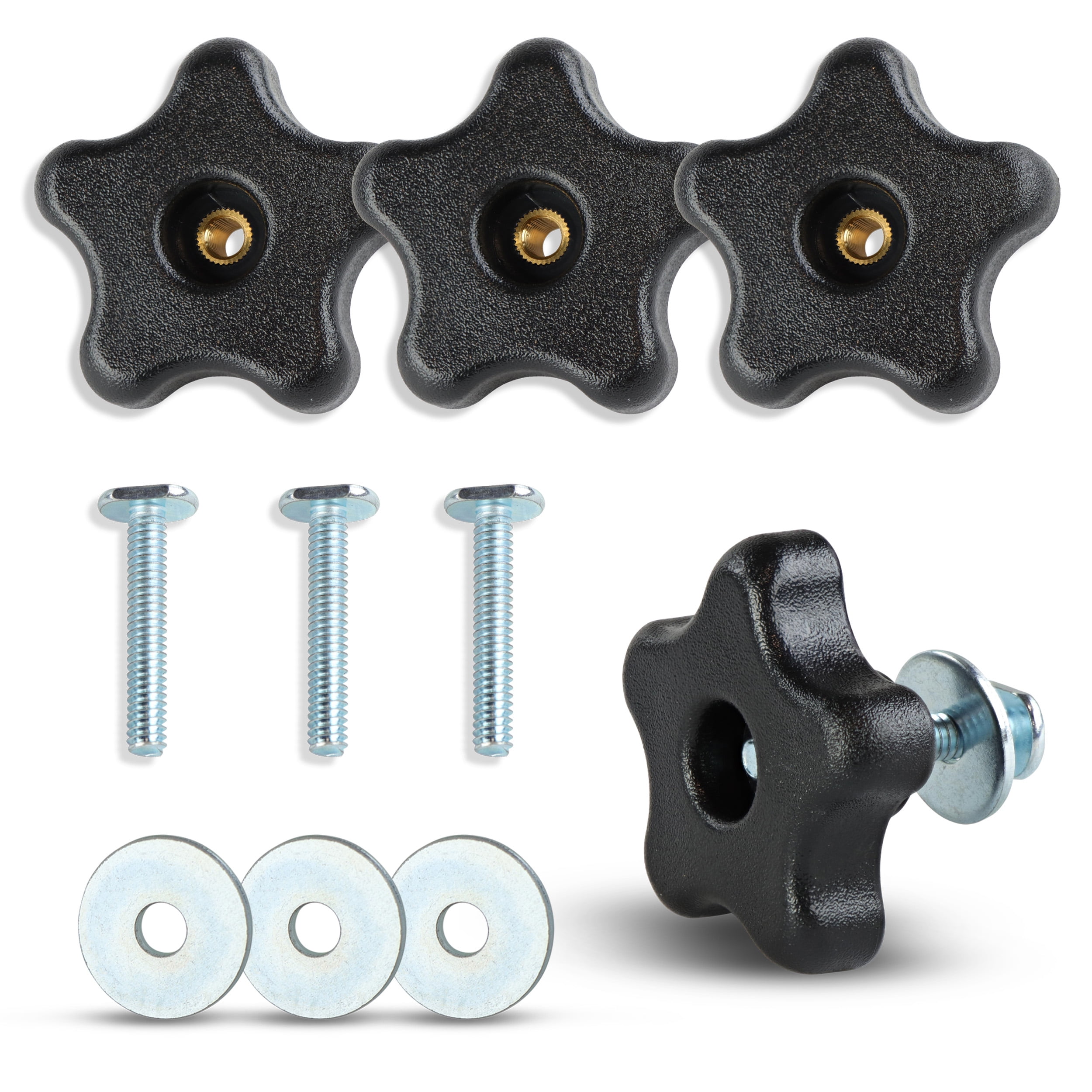 DCT 5 Star Knobs Kit 1/4”20 Threaded Knob Bolt with Knob Jig Knobs 4