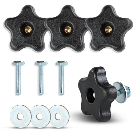 DCT | 5 Star Knobs Kit 1/4”-20 Threaded Knob Bolt with Knob Jig Knobs 4-Pack