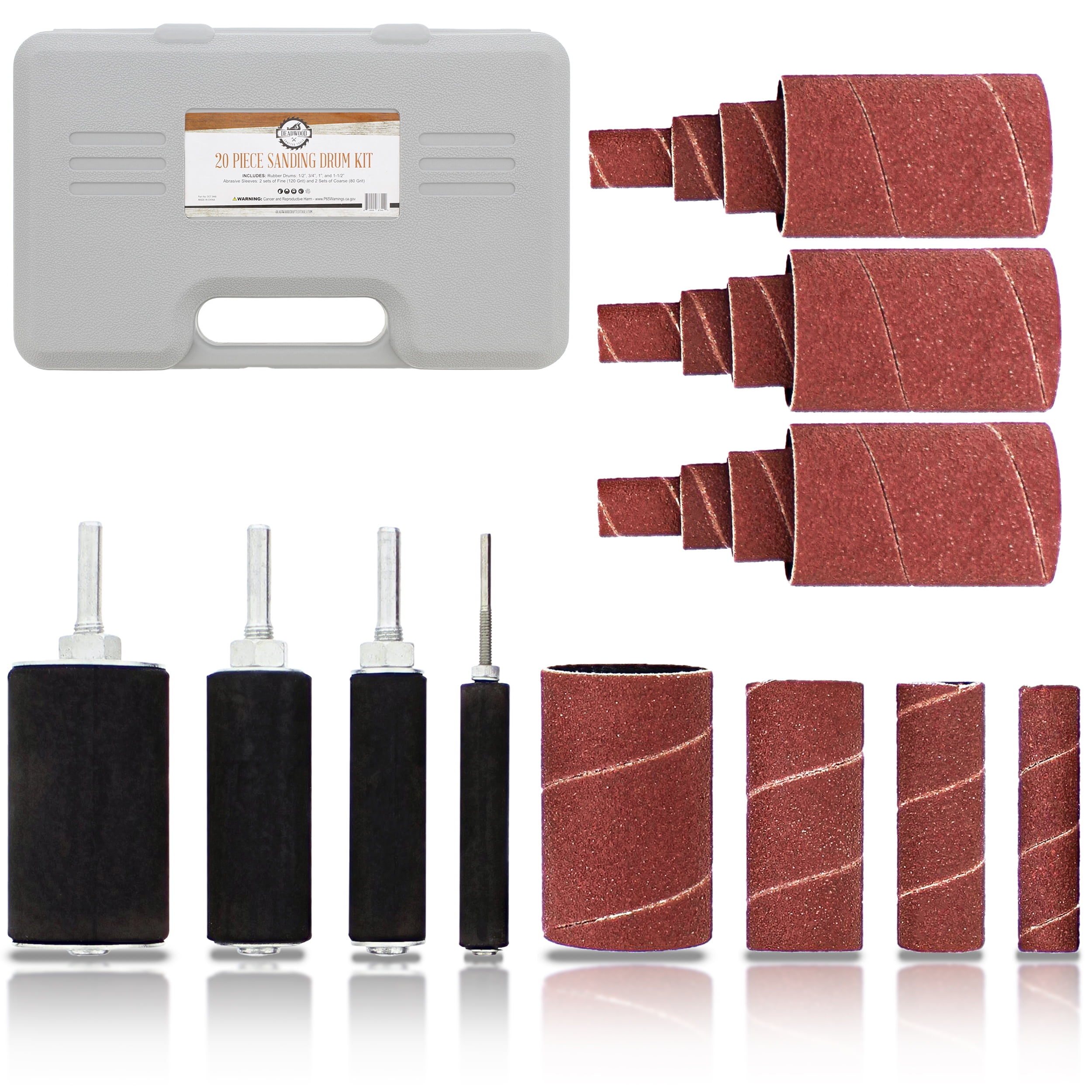 DCT Sanding Drum Kit Rubber Sanding Drums and Spindle Sander Sleeves 20pc